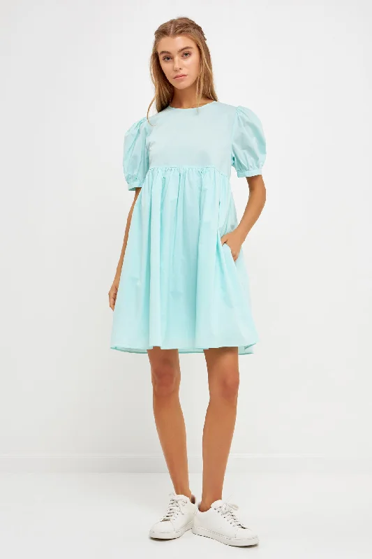 Smocked Waist Casual Dresses for Comfort​ Puff Sleeve Babydoll Dress