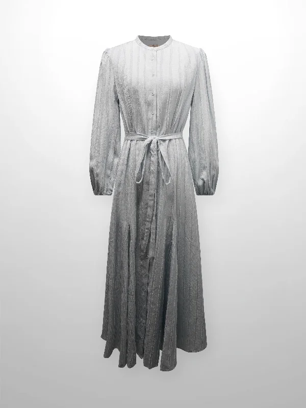 Washable Casual Dresses for Convenient Cleaning A Line Shirtdress-Fringe Stripe Light Blue Washable Casual Dresses for Convenient Cleaning A Line Shirtdress-Fringe Stripe Light Blue