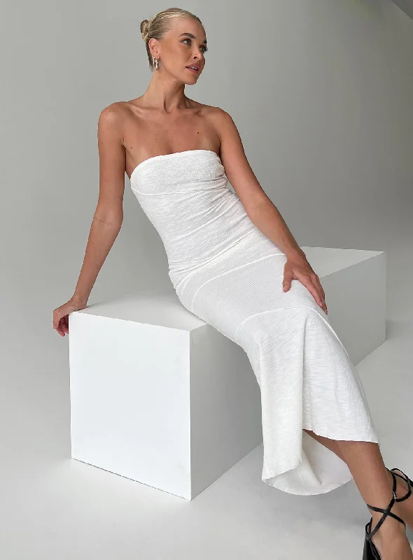Midi dresses with polka dot prints for a playful summer outfit Oscar Midi Dress White Tall