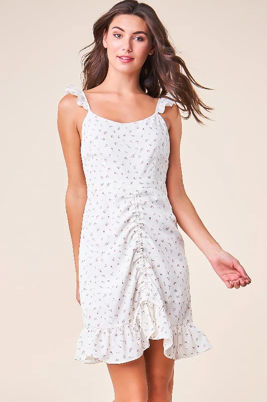 Mini dresses with gathered skirts for a voluminous effect Flirty Floral Drawstring Mini Dress Mini dresses with gathered skirts for a voluminous effect Flirty Floral Drawstring Mini Dress