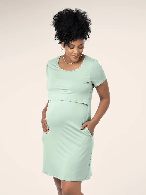Maternity dress for a baby's first plane ride Eleanora Bamboo Maternity & Nursing Dress | Soft Mint
