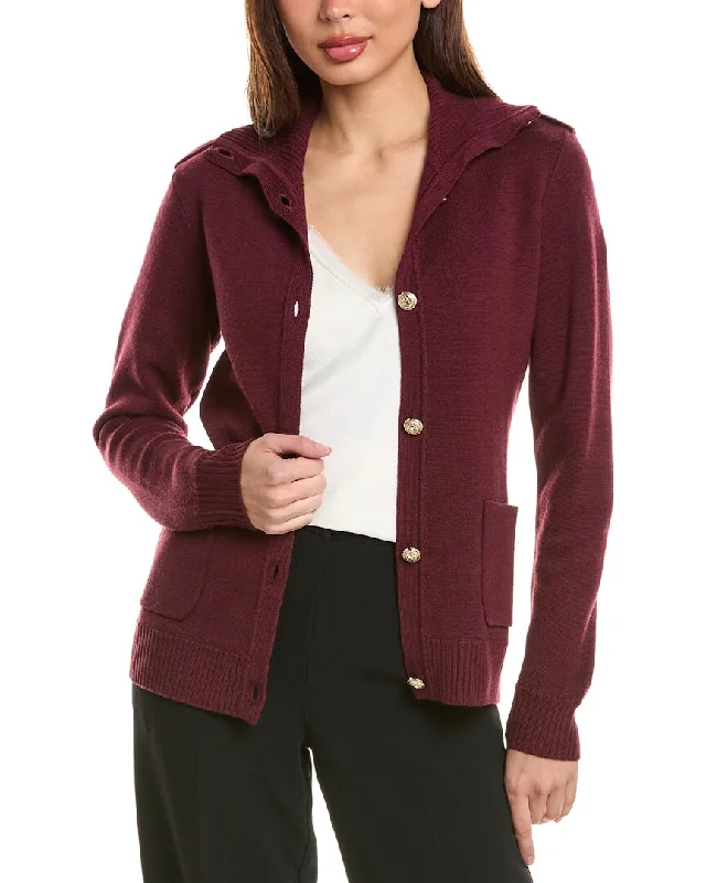 Plus Size Women's Oversized Chunky Knit SweatersBruno Magli Epaulette Wool Sweater Jacket