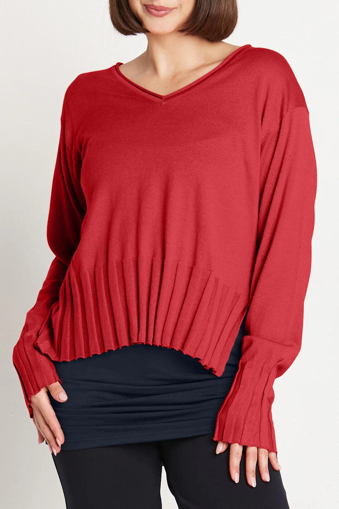 Plus Size Women's Sequined Sweaters for Special OccasionsCropped V | Garnet