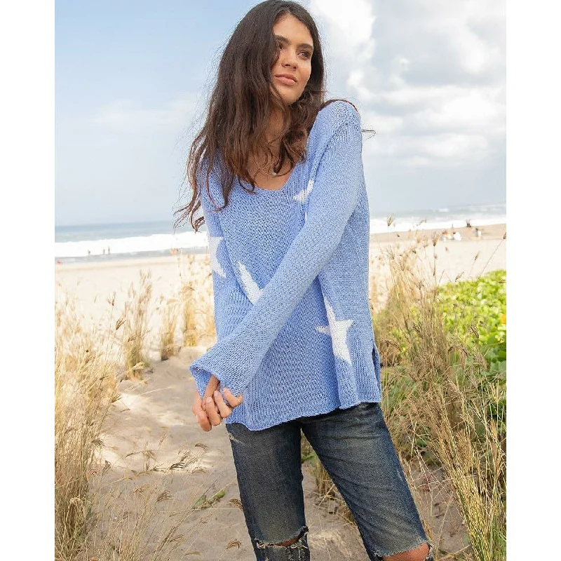 Tie - Front Women's Lambswool Sweaters in Pastel HuesHailey Star V Cotton
