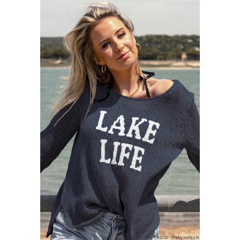 Cropped Women's Angora Blend Sweaters for a Trendy LookLake Life Crew Cotton