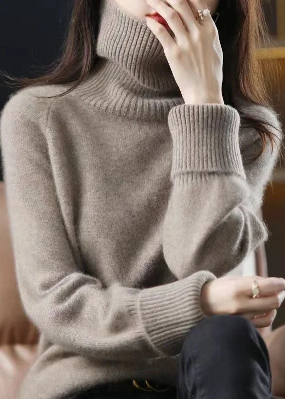 V - Neck Women's Ribbed Wool Sweaters for FallUnique Dark Camel High Neck Thick Cashmere Knit Sweater Tops Winter V - Neck Women's Ribbed Wool Sweaters for FallUnique Dark Camel High Neck Thick Cashmere Knit Sweater Tops Winter