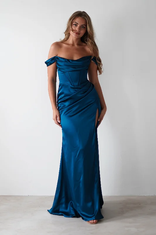 Velvet maxi dresses with long sleeves for winter weddingsDionne Soft Coset Maxi Gown | French Navy Velvet maxi dresses with long sleeves for winter weddingsDionne Soft Coset Maxi Gown | French Navy