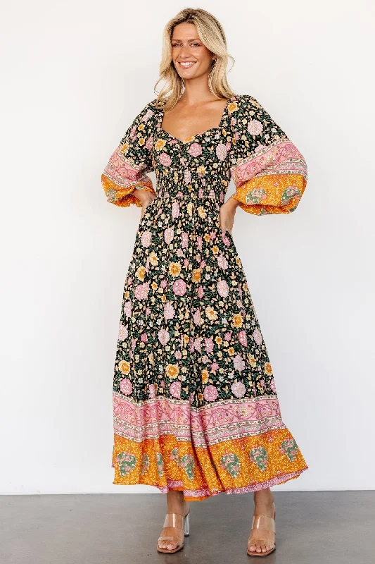 Floral print maxi dresses for summer garden partiesTrixie Dress | Black Multi