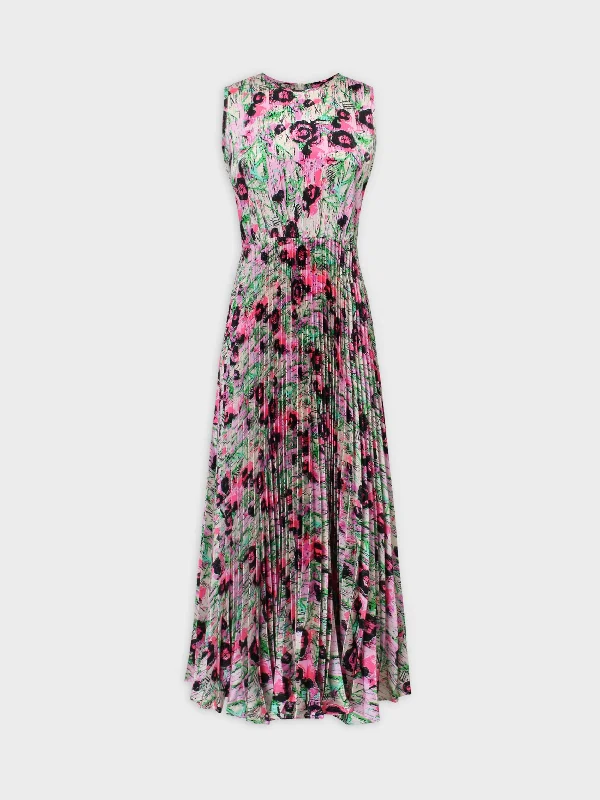 Bodycon dress with a ruched design for added texture​Pleated Slip Dress-Neon