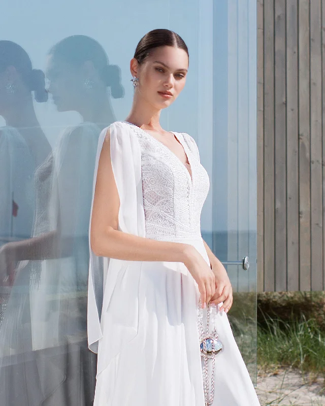 Embroidered wedding dresses with metallic threadsV-Neck A-Line Sleeveless Wedding Dress with Unique and Exquisite Back Embroidered wedding dresses with metallic threadsV-Neck A-Line Sleeveless Wedding Dress with Unique and Exquisite Back